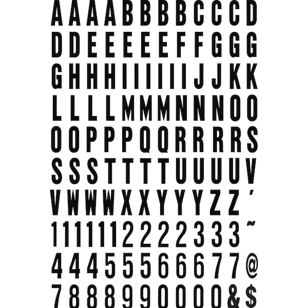 Hy-Ko 1In Black/White Numbers/Letters/Symbols, 10PK A02060 - main